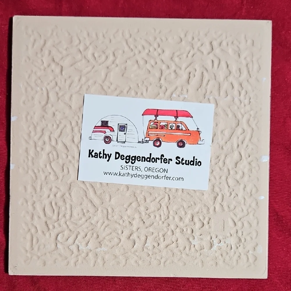 Kathy Deggendorf Studio Ceramic Landscape Art Trivet Coaster - Sisters Oregon